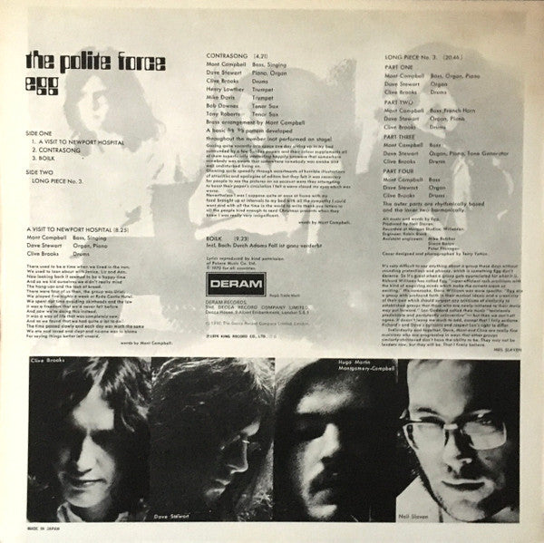 Egg (2) - The Polite Force (LP, Album, RE)