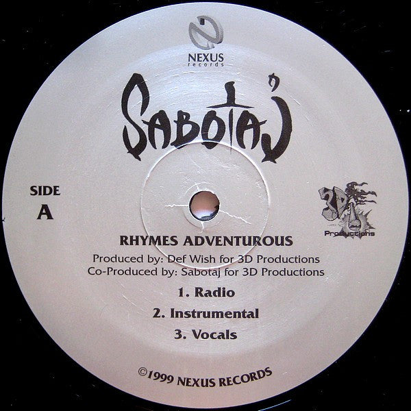 Sabotaj - Rhymes Adventurous / Supreme Soloist (12"")