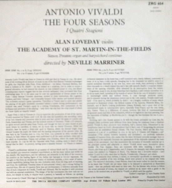 Antonio Vivaldi - The Four Seasons(LP, RP)