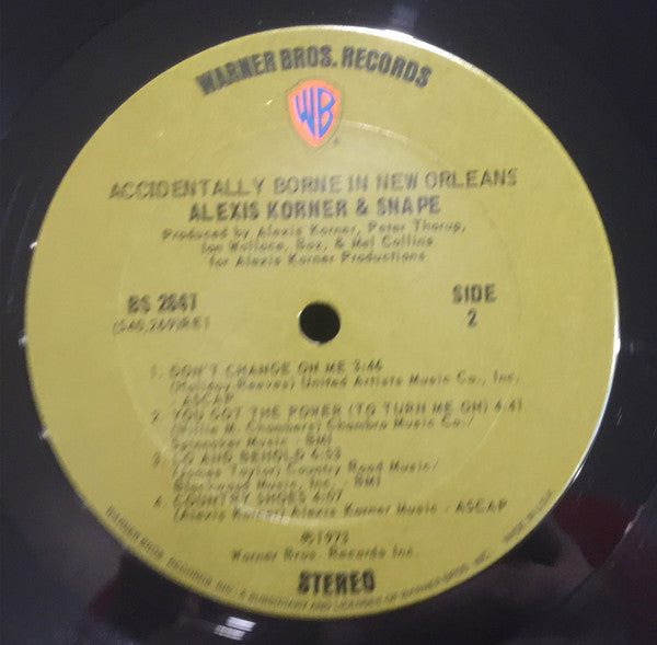 Alexis Korner & Snape - Accidentally Borne In New Orleans (LP, Album)