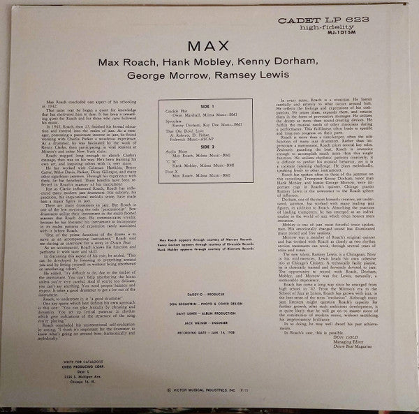 Max Roach Quintet - Max (LP, Album, RE)