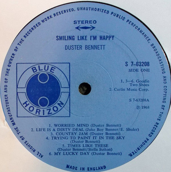 Duster Bennett - Smiling Like I'm Happy (LP, Album)