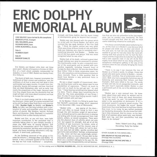 Eric Dolphy - Memorial Album Recorded Live At The Five Spot(LP, Alb...