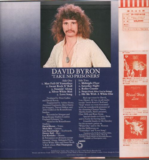 David Byron - Take No Prisoners (LP, Album, Promo)