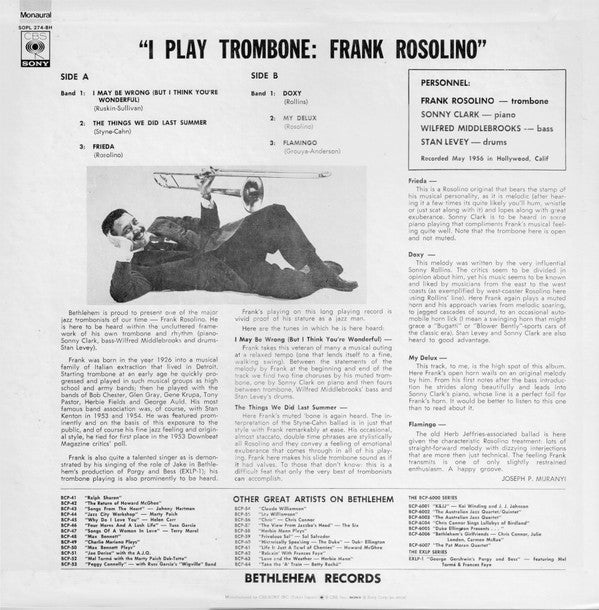Frank Rosolino - I Play Trombone (LP, Album, Mono, RE)