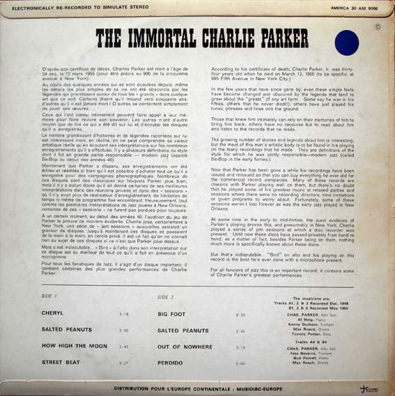 Charlie Parker - The Immortal Charlie Parker (LP, Comp)