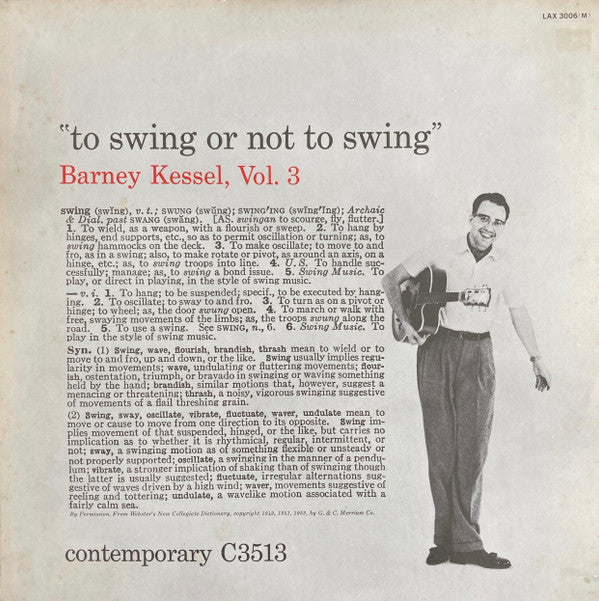 Barney Kessel - Vol. 3, To Swing Or Not To Swing(LP, Album, Mono, Ltd)