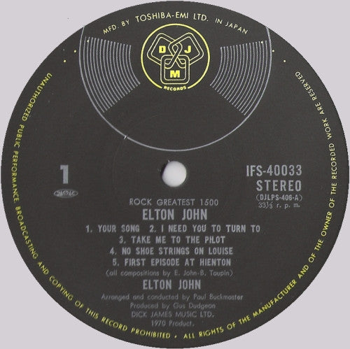 Elton John - Elton John (LP, Album, RE)