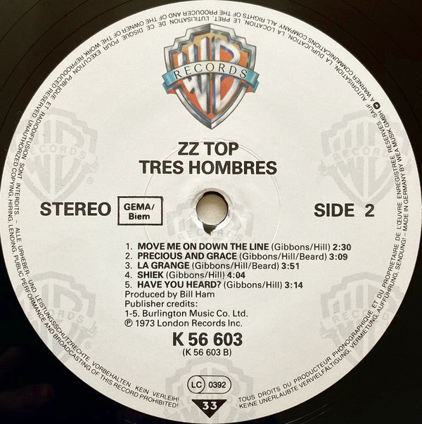 ZZ Top - Tres Hombres (LP, Album, RE)