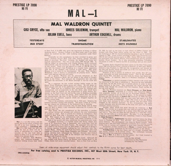 Mal Waldron Quintet - Mal-1 (LP, Album, Mono, RE)