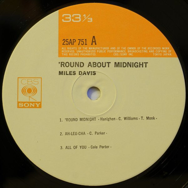 Miles Davis - 'Round About Midnight (LP, Album, Mono, RE)