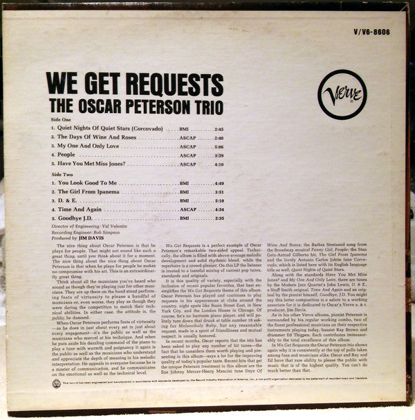 The Oscar Peterson Trio - We Get Requests (LP, Album, RP)