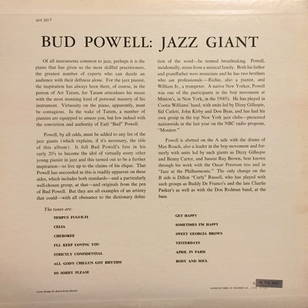 Bud Powell - Jazz Giant (LP, Album, Mono, RE)