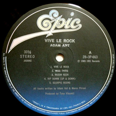 Adam Ant - Vive Le Rock (LP, Album)