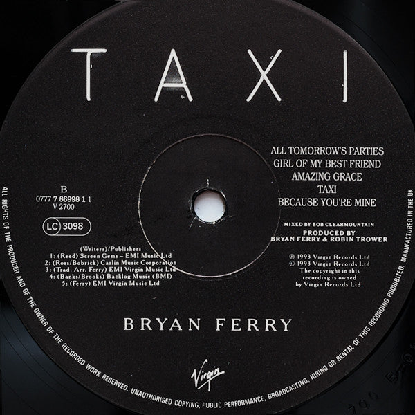 Bryan Ferry - Taxi (LP, Album)