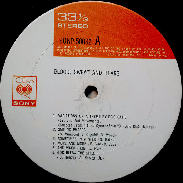 Blood, Sweat And Tears - Blood, Sweat And Tears (LP, Album)