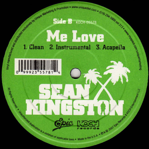 Sean Kingston - Beautiful Girls / Me Love (12"")