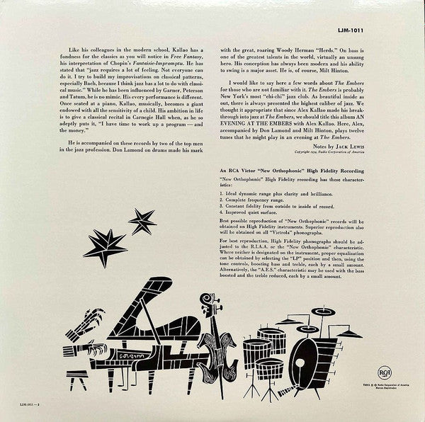 Alex Kallao Trio - An Evening At The Embers (LP, Album, Mono, RE)