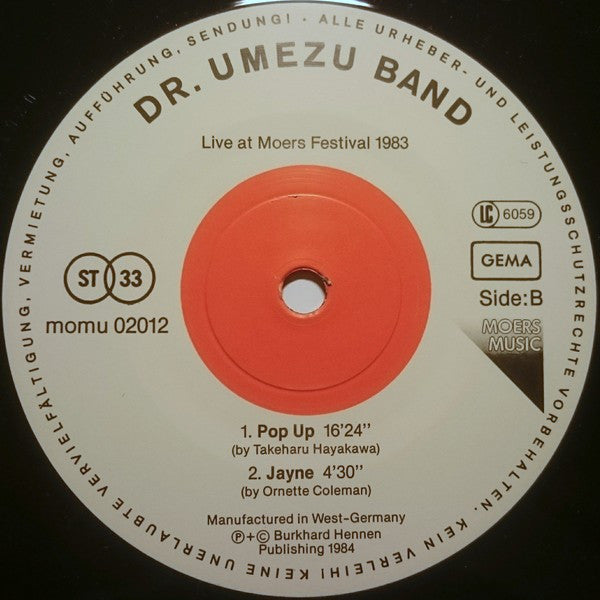 Dr. Umezu Band* - Live At Moers Festival (LP)