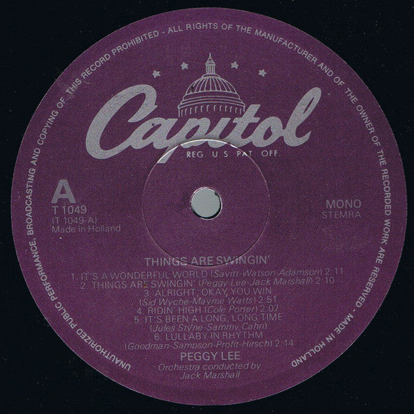 Peggy Lee - Things Are Swingin' (LP, Album, Mono, RE)