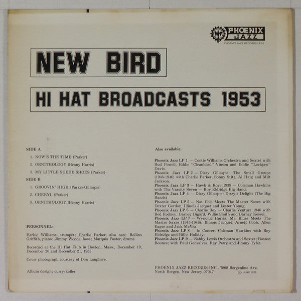 Charlie Parker - New Bird - Hi Hat Broadcasts 1953 (LP, Album)