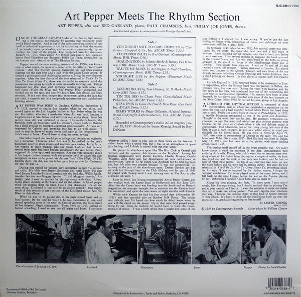 Art Pepper - Art Pepper Meets The Rhythm Section (LP, Album, RE, RM)