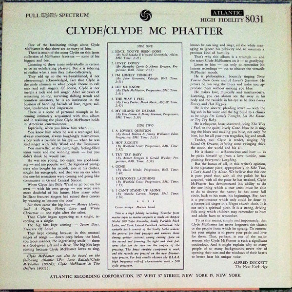 Clyde McPhatter - Clyde (LP, Album, Comp, Mono, Ltd, RE, S/Edition)