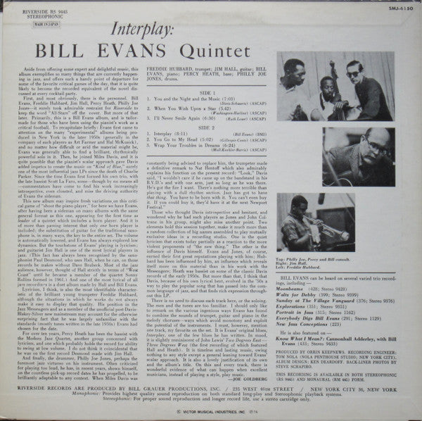 Bill Evans Quintet - Interplay (LP, Album, RE)