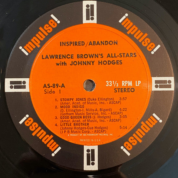 Lawrence Brown's All-Stars - Inspired Abandon(LP, Album)