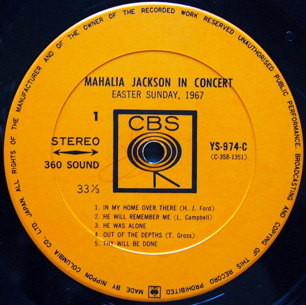 Mahalia Jackson - Mahalia Jackson In Concert Easter Sunday, 1967(LP...