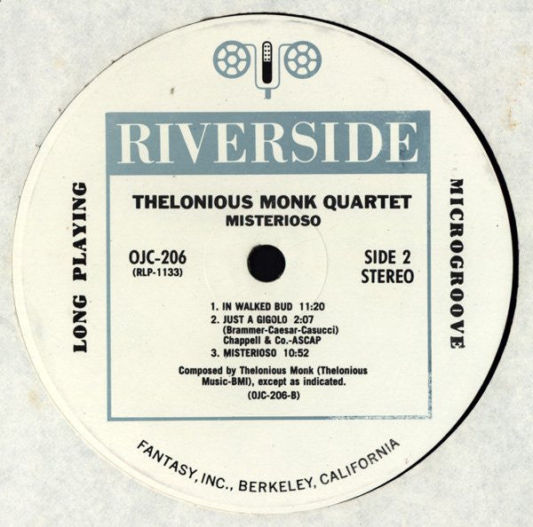 Thelonious Monk Quartet* - Misterioso (LP, Album, RE)