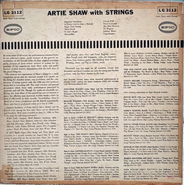 Artie Shaw - Artie Shaw With Strings (LP, Comp)