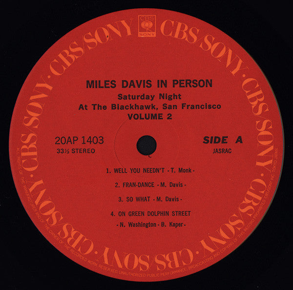 Miles Davis - In Person, Saturday Nights At The Blackhawk, San Fran...