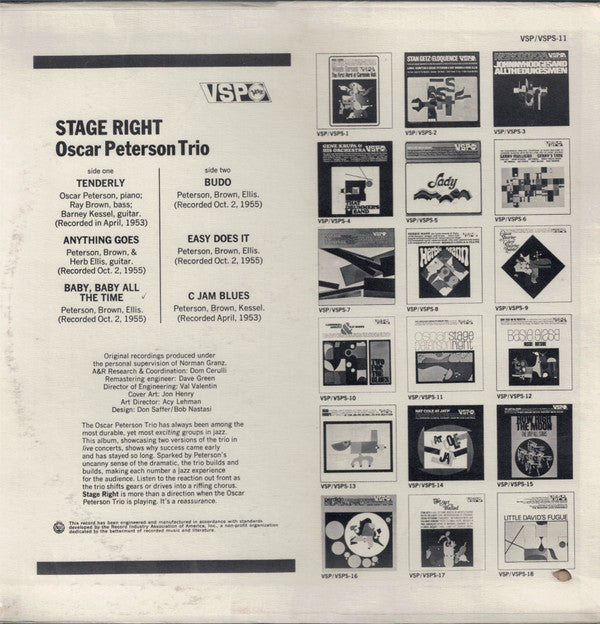The Oscar Peterson Trio - Stage Right(LP, Comp, Mono, RE, RM)