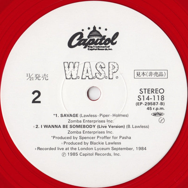 W.A.S.P. - Blind In Texas (12"", Single, Promo, Red)