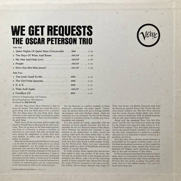 The Oscar Peterson Trio - We Get Requests (LP, Album, RE)