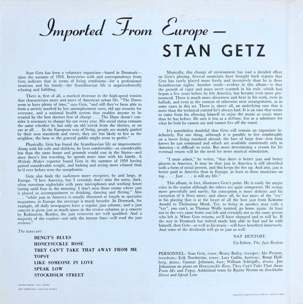 Stan Getz - Imported From Europe (LP, Album, Mono, RE)
