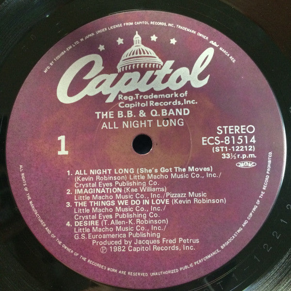 The B.B. & Q. Band* - All Night Long (LP, Album)