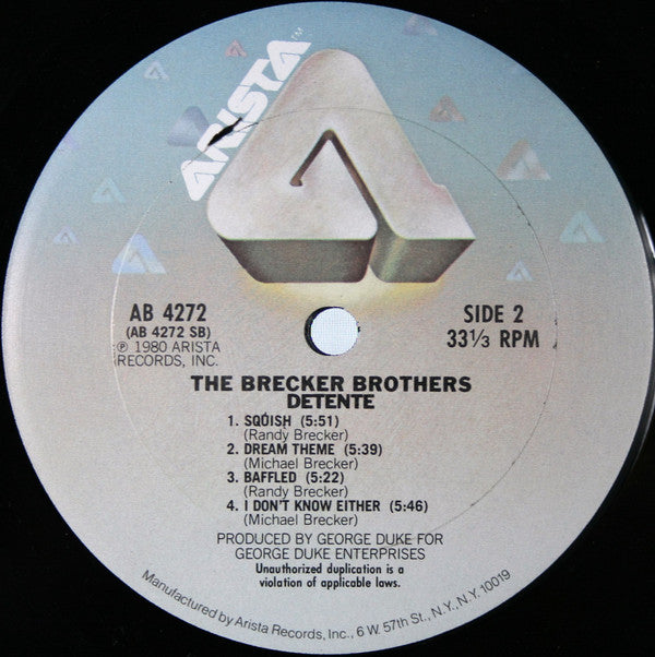 The Brecker Brothers - Detente (LP, Album, San)
