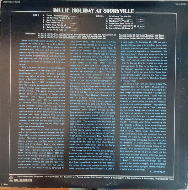 Billie Holiday - Billie Holiday At Storyville (LP, Album, Mono)