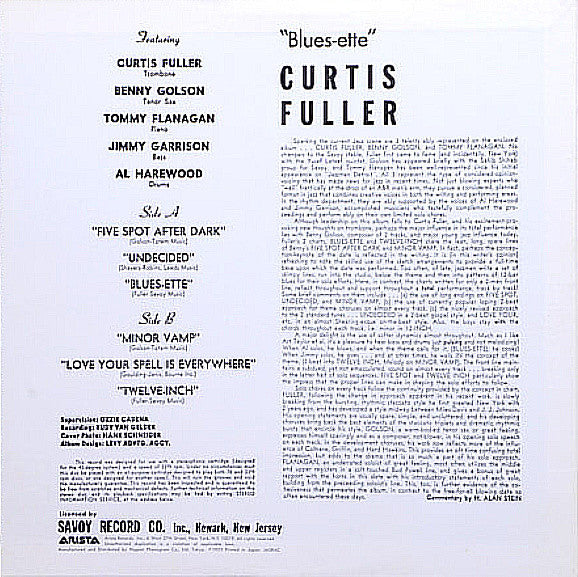 Curtis Fuller - Blues-ette (LP, Album, RE)