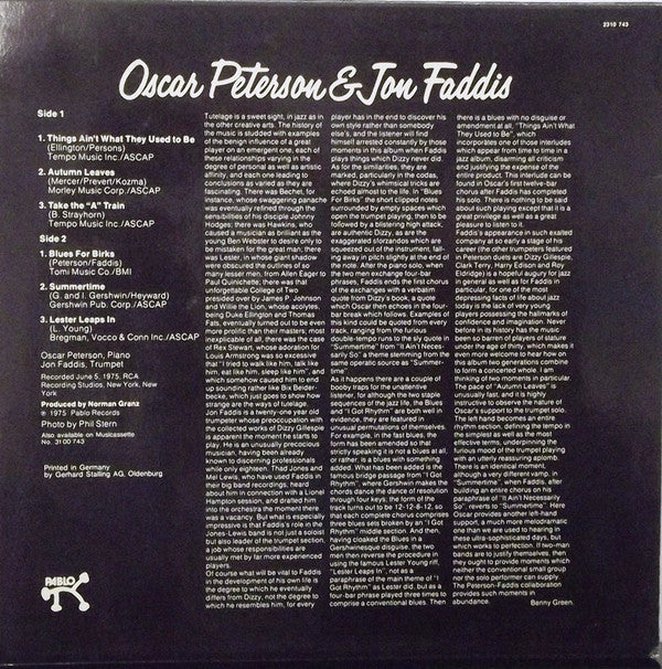 Oscar Peterson & Jon Faddis - Oscar Peterson & Jon Faddis (LP)