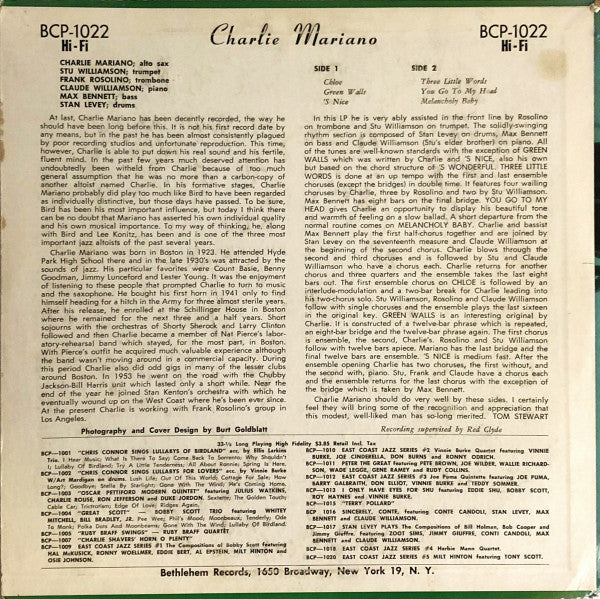 Charlie Mariano - Mariano (10"", Album, Mono)