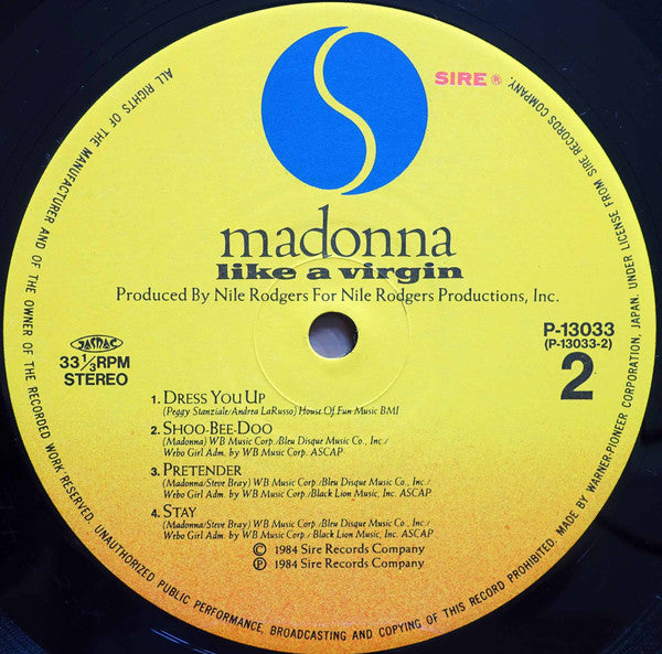 Madonna - Like A Virgin (LP, Album, RE)