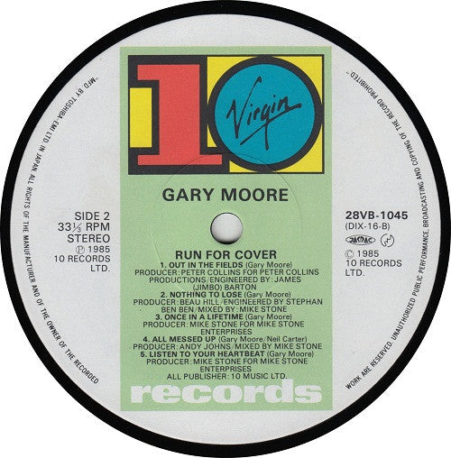 Gary Moore - Run For Cover (LP, Album)