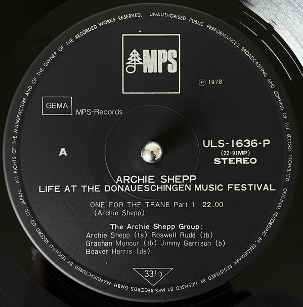 Archie Shepp - Life At The Donaueschingen Music Festival(LP, Album,...