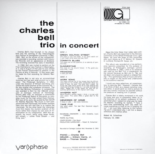 The Charles Bell Trio - In Concert (LP, Album, RE)