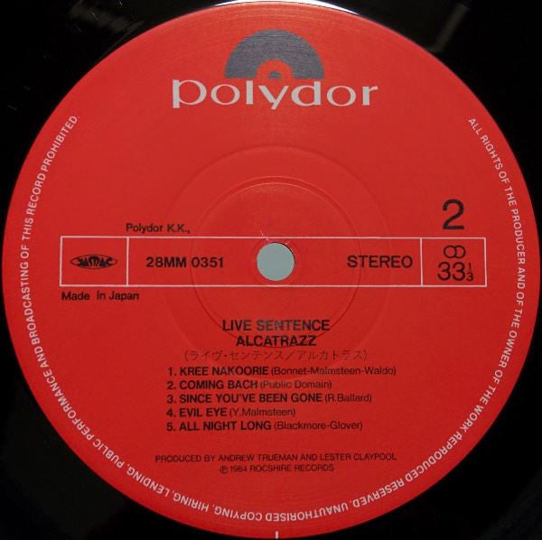 Alcatrazz - Live Sentence (No Parole From Rock 'n' Roll)(LP, Album,...