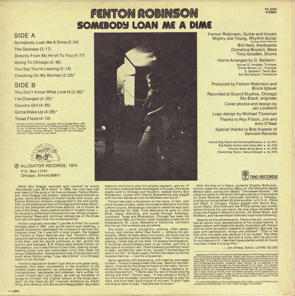 Fenton Robinson - Somebody Loan Me A Dime (LP, Album, RE)