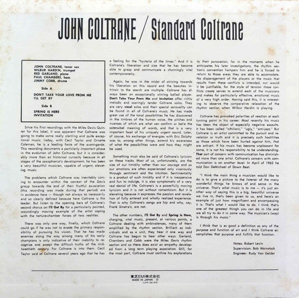 John Coltrane - Standard Coltrane (LP, Album, RE)